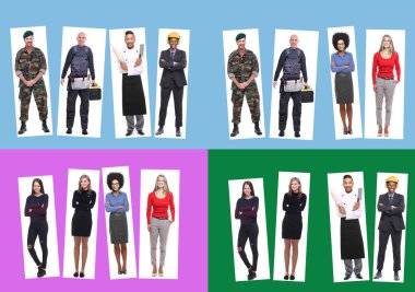 Farklı mesleklere sahip ırklar arası insanlar kümesi