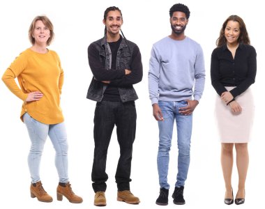 Beyaz arka planda farklı kişiler kümesi