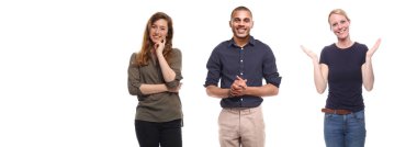 Beyaz arka planda Irklar arası insanlar