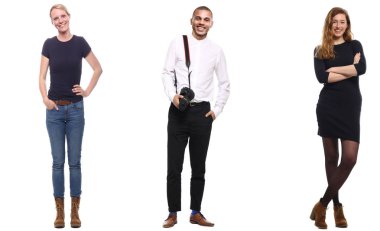 Beyaz arka planda Irklar arası insanlar