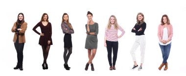 Beyaz arka planda ırklar arası kadın