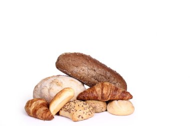 Beyaz arka plan üzerinde farklı somun seti