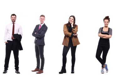 Beyaz arka planda farklı kişiler kümesi