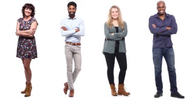 Beyaz arka planda Irklar arası insanlar