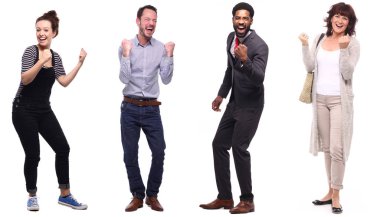 Beyaz arka planda Irklar arası insanlar