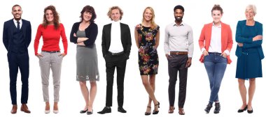 Beyaz arka planda Irklar arası insanlar