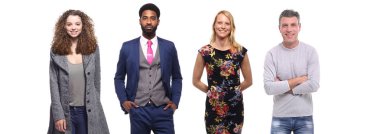 Beyaz arka planda Irklar arası insanlar