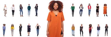 Beyaz arka planda Interraccial kadınlar