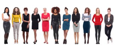 Beyaz arka planda ırklar arası kadın