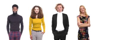 Beyaz arka planda Irklar arası insanlar