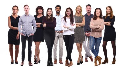 Beyaz arkaplanda bir grup insan