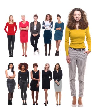 Beyaz arka planda ırklar arası kadın