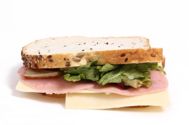 Beyaz arka planda sulu sandviç