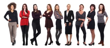 Beyaz arka planda Interraccial kadınlar