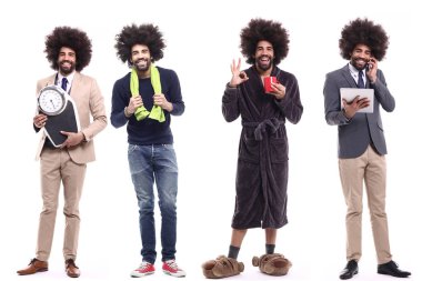 Farklı pozlar Afro-Amerikan genç adam