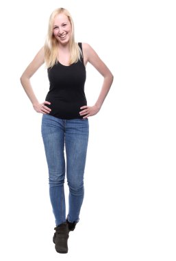 Güzel beyaz kadın gülümsüyor