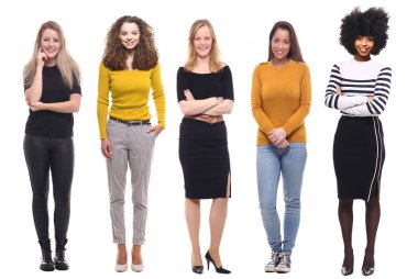 Beyaz arka planda ırklar arası kadın