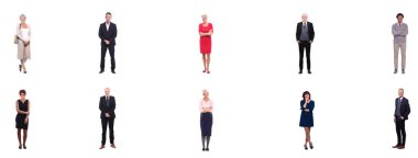 Beyaz arka planda eski ırklar arası insanlar