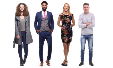 Beyaz arka planda Irklar arası insanlar