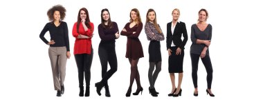 Beyaz arka planda ırklar arası kadın