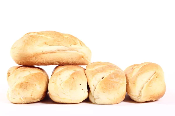 白色背景上的不同面包组 — 图库照片