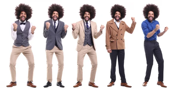 Homem Afro Americano Diferentes Poses Sobre Fundo Branco — Fotografia de Stock