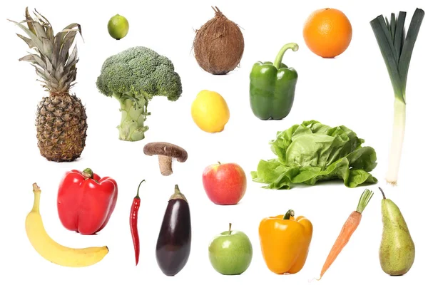 Beyaz Arka Planda Sağlıklı Gıda Seti — Stok fotoğraf