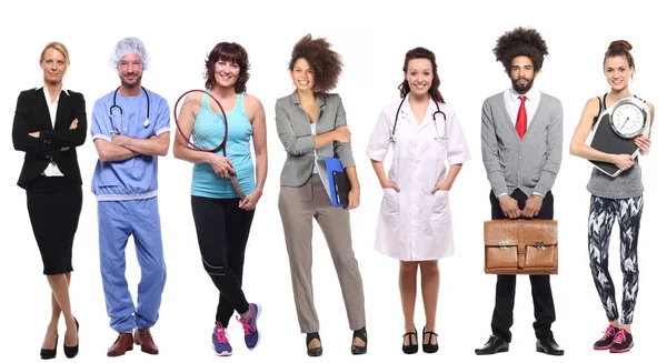 Beyaz arka planda farklı mesleklere sahip kişiler