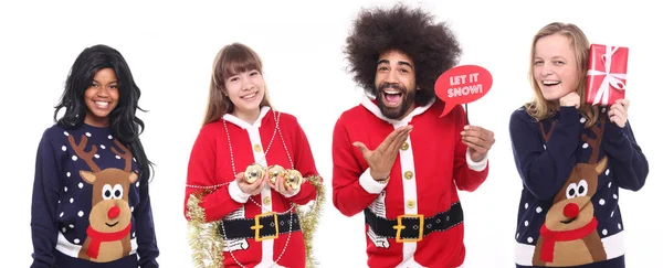 Glückliche Menschen Zur Weihnachtszeit — Stockfoto