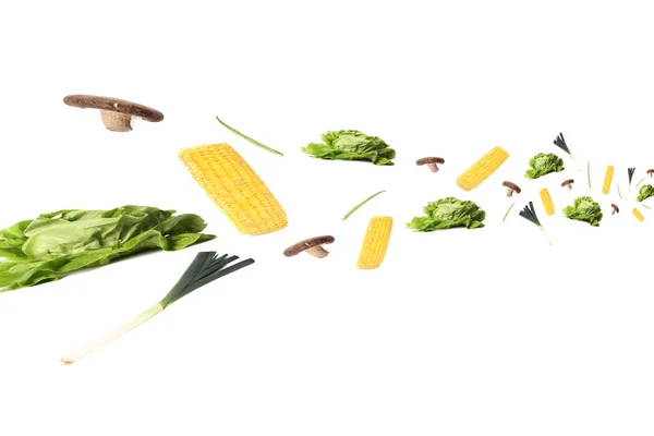 Set of healthy food on white background