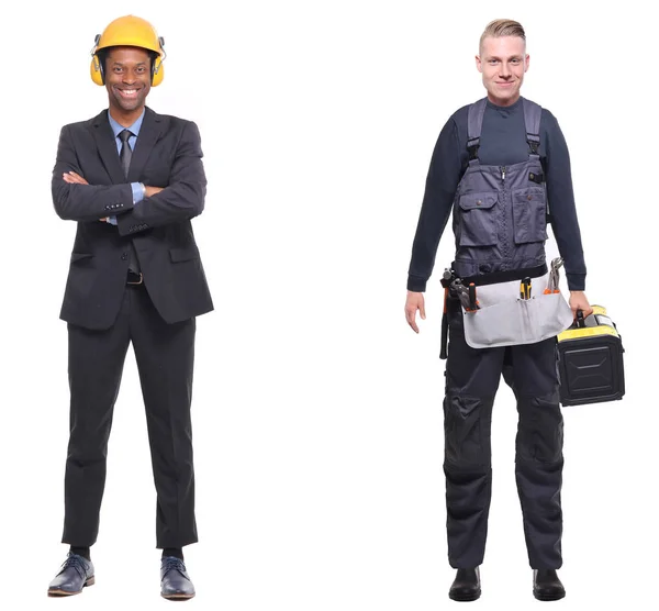 Manlig Arbetare Och Affärsman Hjälmar — Stockfoto