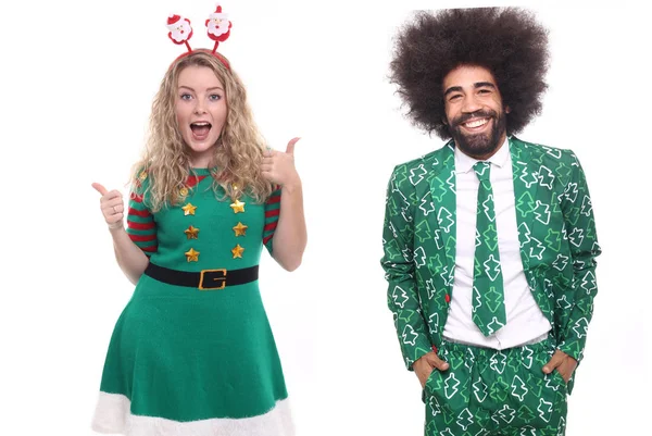 Mutlu afro-amerikan adam ve beyaz kadın noel zamanı