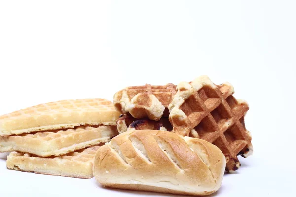 Set Verschiedener Brote Auf Weißem Hintergrund — Stockfoto