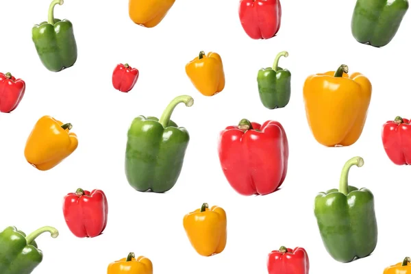 Set Peppers White Background — Stock Photo, Image
