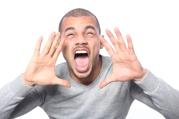 Screaming Black Man Posing — Stock Photo, Image