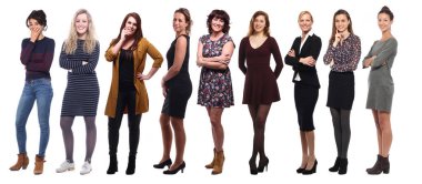 Beyaz arka planda ırklar arası kadın