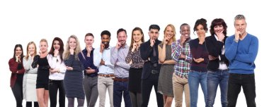 Beyaz arkaplanda bir grup insan