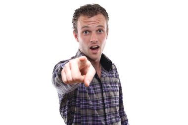 Beyaz adam için bir şey işaret ediyor