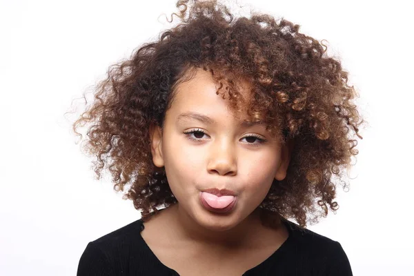 Beautiful Little Girl Showing Tongue — Stock Photo, Image