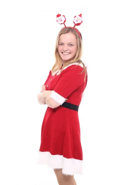 Mooi Meisje Kerst Kleding — Stockfoto