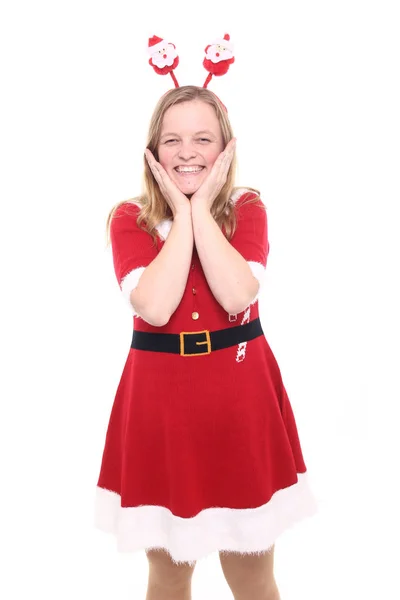 クリスマスの服の美しい少女 — ストック写真