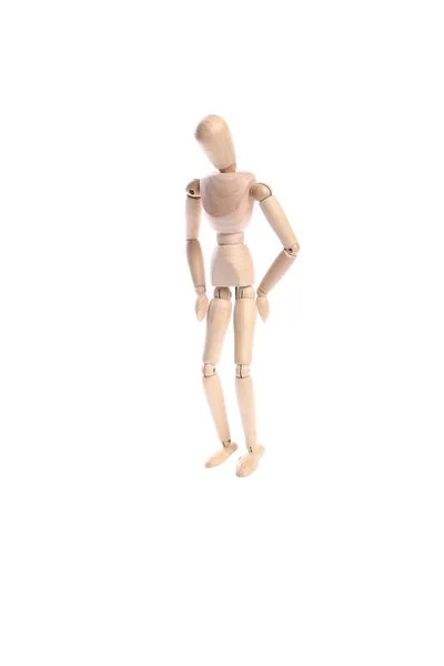 Wooden Human Toy Mannequin White Background — Stock Photo, Image