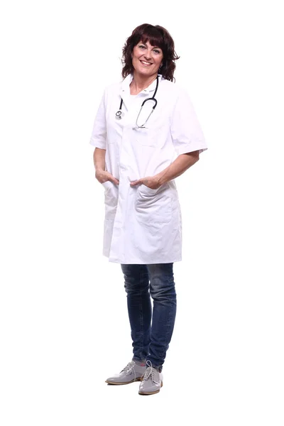 Feliz Doctora Con Estetoscopio — Foto de Stock