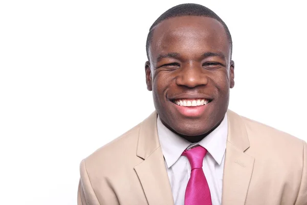 Uśmiechający Się Biznesmen Czarny Pozowanie — Zdjęcie stockowe