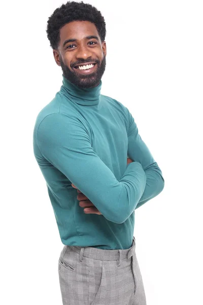 Sonriente Hombre Negro Posando —  Fotos de Stock