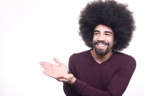 大头发的黑人快乐的人 — 图库照片