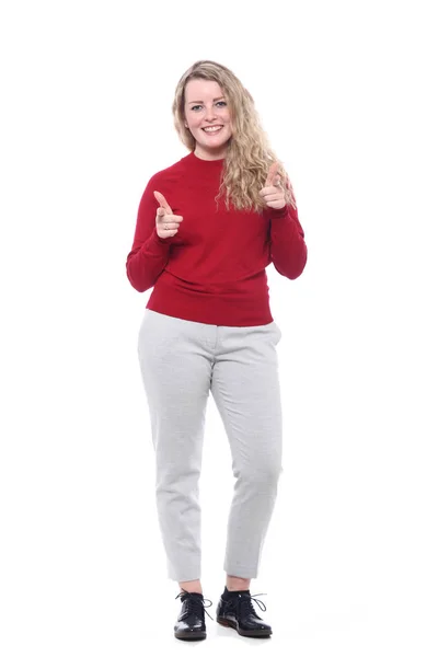 Smiling Blonde Girl White Background — Stock Photo, Image