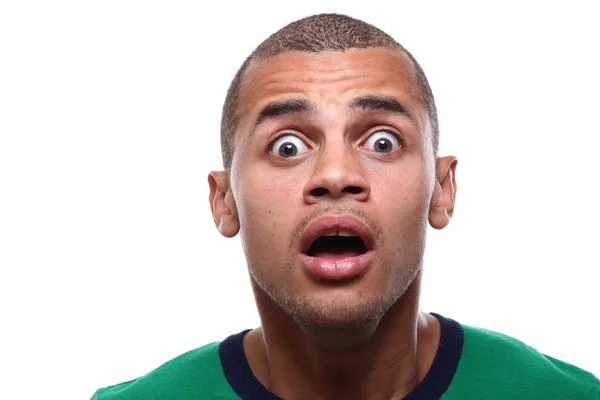 Surprised Black Man Posing — Stock Photo, Image