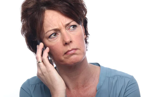 Adult Woman Talking Mobile Phone — Stock Photo, Image