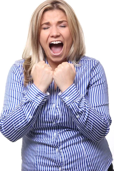 Beautiful Caucasian Girl Celebrating — Stock Photo, Image